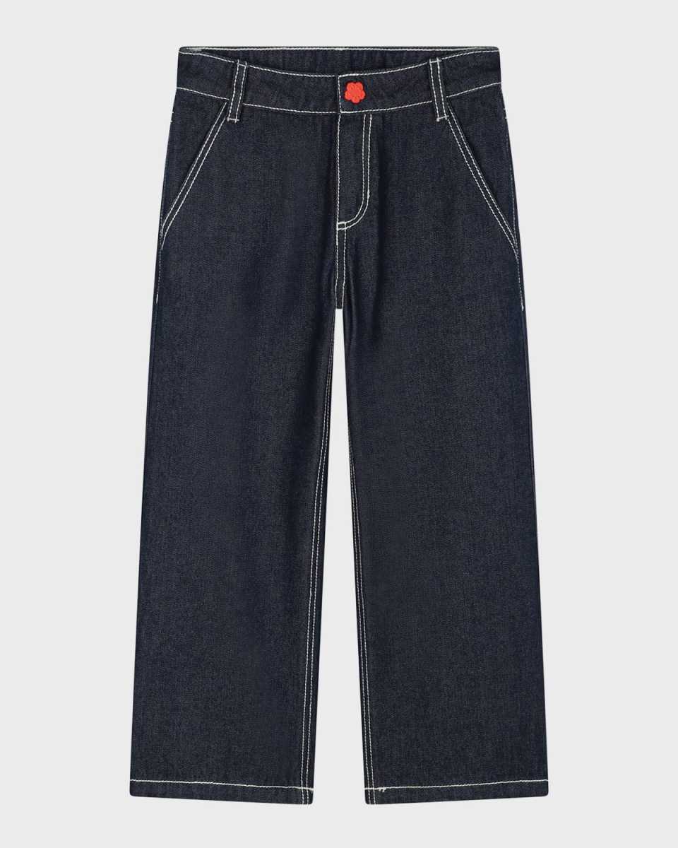 Girl's Logo-Printed Dark Wash Jeans, Size 4-